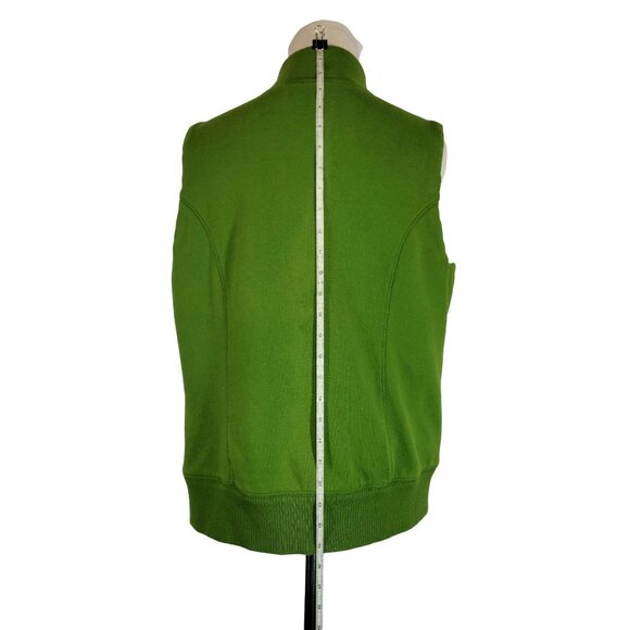 Old Navy Large Fleece Lined Zippered Vest Pockets Green Elastic Bottom Hem COMFY - Picture 8 of 11